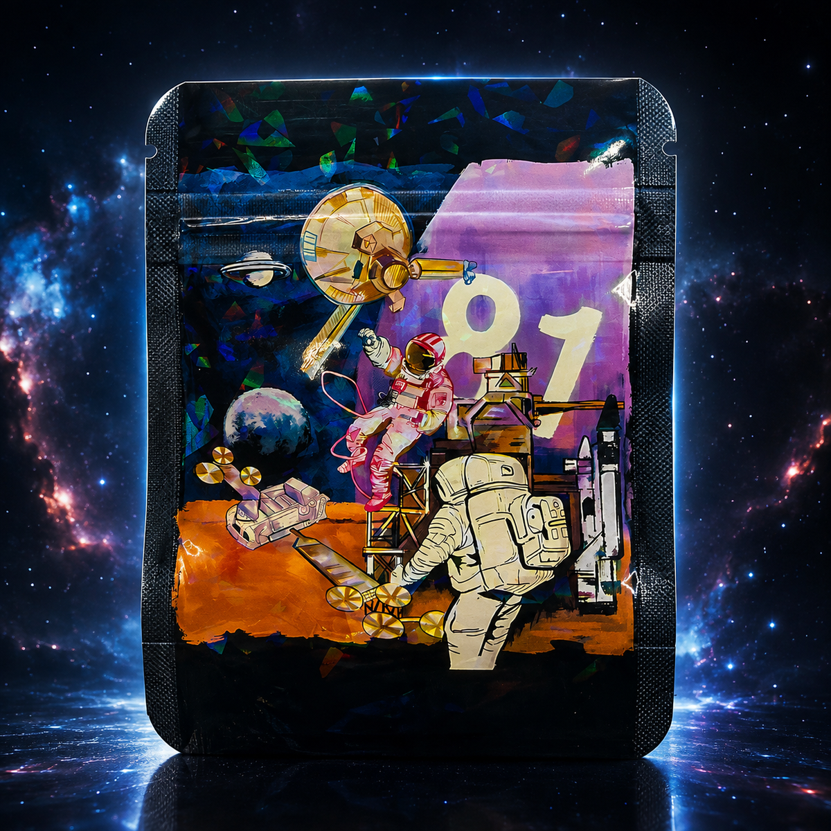 Space 81 Apollo 3.5g Cali Pack Prism Holographic Mylar Pouch Bag